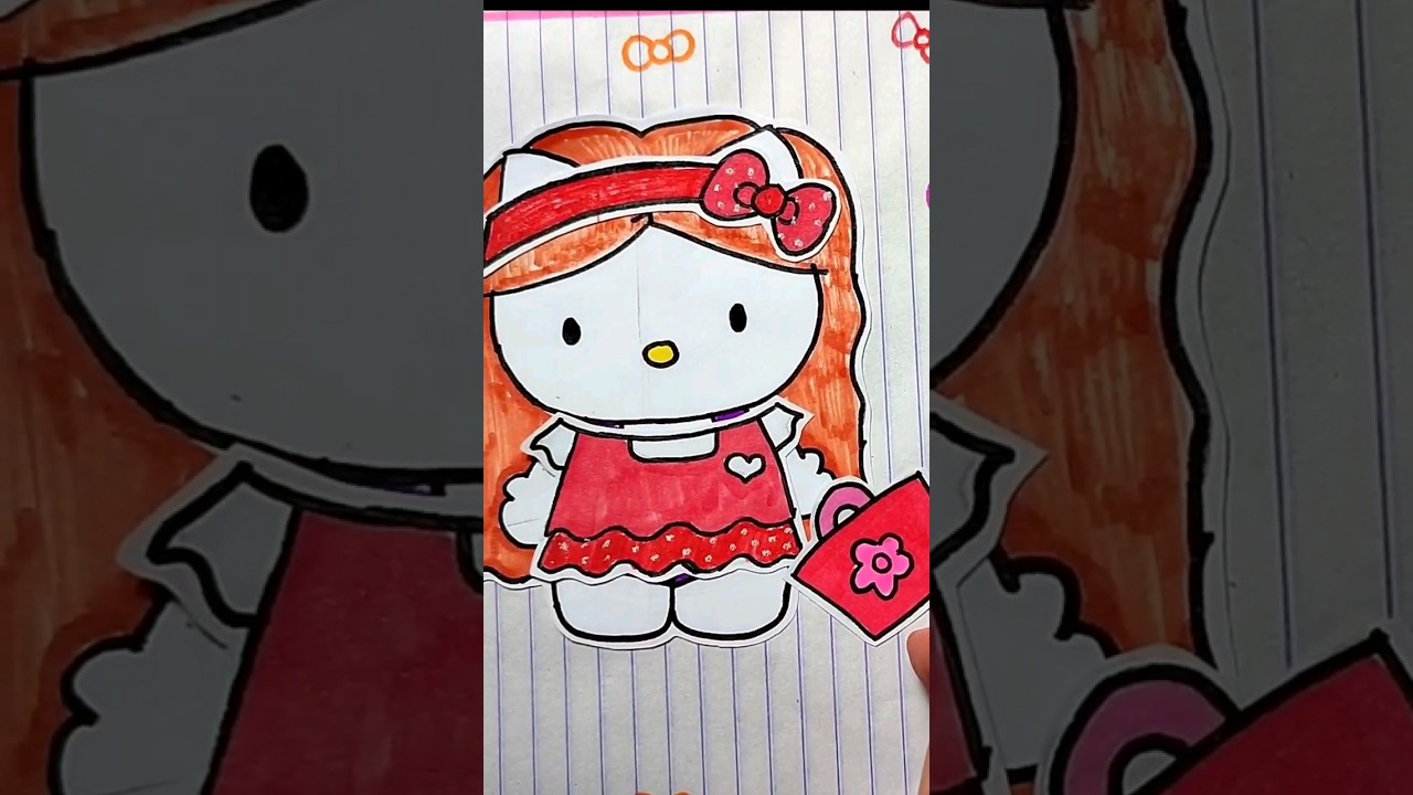 DIY Hello kitty sticker Paperdoll 😻😻😻