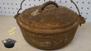Cast Iron Dutch Oven Restoration & Cooking