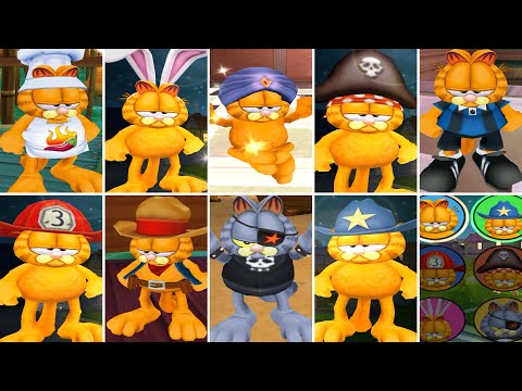 Garfield: Lasagna World Tour All Costumes & Mini Games (PS2)