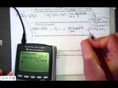 Molarity and Dilution Practice Problems