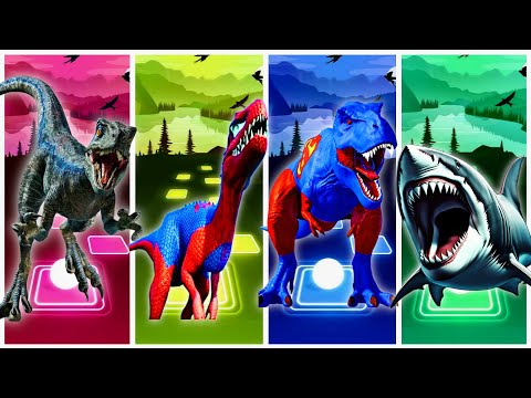 Megalodon VS Spiderman Trix VS Jurassic World #324 #coffindance #tileshop