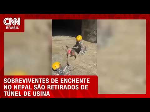 VÍDEO: sobreviventes de enchente no Nepal são retirados de túnel de usina | CNN BRASIL