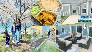 👩‍👦‍👦INDIAN MOM DAY IN LIFE🏡SPRING BACKYARD PORCH READY