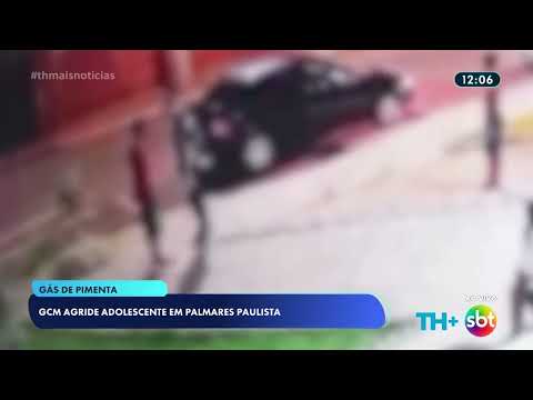 Guarda Civil Municipal de Palmares Paulista espirra spray de pimenta no rosto de adolescente