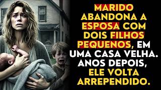 Marido abandona a esposa, cheia de dívidas, e com dois filhos pequenos, em uma casa velha.