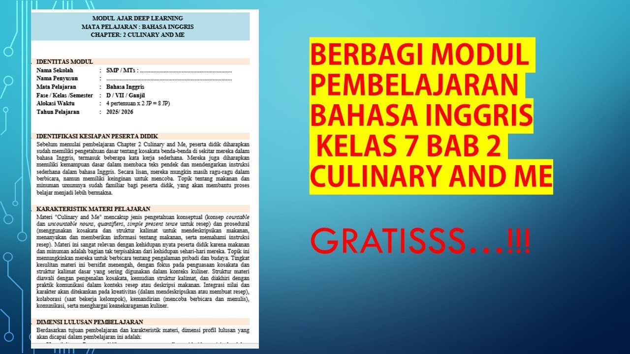 SHARING ENGLISH MODULE GRADE 7 CHAPTER 2 CULINARY AND ME | DEEP LEARNING