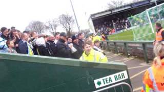 leeds versus yeovil 05/04/2010 leeds fans taking piss out of young steward