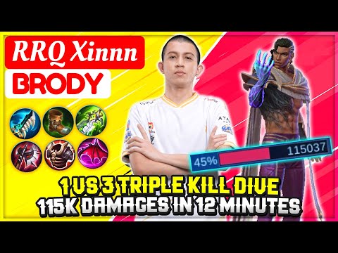 1 VS 3 Triple Kill Dive, 115K Damages in 12 Minutes [ RRQ Xinnn Brody ] Lord Abdul - Mobile Legends