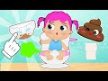 BABIES ALEX AND LILY Learn How To Poo At Bathroom