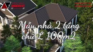 Bí quyết tối ưu diện tích với mẫu nhà mái nhật 2 tầng 100m2 chữ L 4 phòng ngủ có sân vườn ở quê