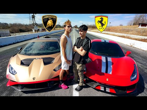 WE RACED FOR $50,000! (Lamborghini Huracan STO vs FERRARI 488 PISTA)