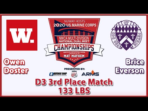 2020 NWCA Multi-Division National Duals | D3 3rd Place | Doster vs Everson ( 133 )