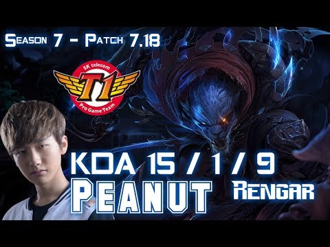 SKT T1 Peanut RENGAR vs JARVAN IV Jungle - Patch 7.18 KR Ranked
