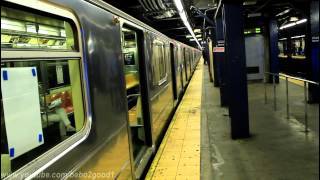 IRT Subway: Uptown &amp; Dowtown (1) (2) (3) trains at Chambers Street (R62/A &amp; R142)