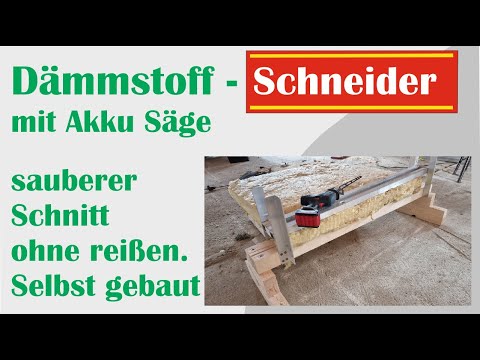 Dämmstoffschneider mit Akku Säge zum Klemmfilz schneiden. Lösung für zügige und präzise Zuschnitte