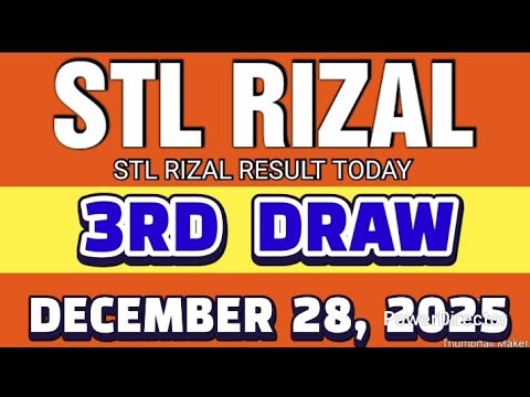 STL RIZAL RESULT TODAY 3RD DRAW DECEMBER 28, 2025  8:45PM | SUNDAY 