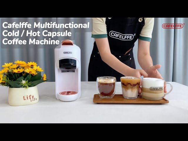 Vídeo relacionado con CAFELFFE Cafetera de cápsulas 5 en 1 MK-606, café frío/caliente, 19 bares, compatible con cápsulas NES*, DG*, K-Cup, ESE y café molido, modelo de bajo consumo, 0,6 L, ideal para regalar.