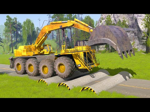 Spintires Mudrunner Gameplay | Truck vs Extreme Broken Road with Speed Bumps #mudrunner