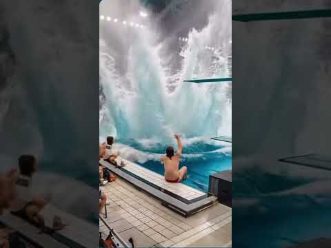 Fat Girl Breaks Pool?!😂 #ai #funny #pool #diving #shorts