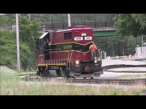 Restored yard tracks: Mass Coastal MC-1 switches Otis/Cavossa cars - Middleboro, MA - 6/19/2023