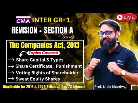 CMA Inter The Companies Act Share Capital Other Provisions Revision | By Prof Nitin Bhardwaj