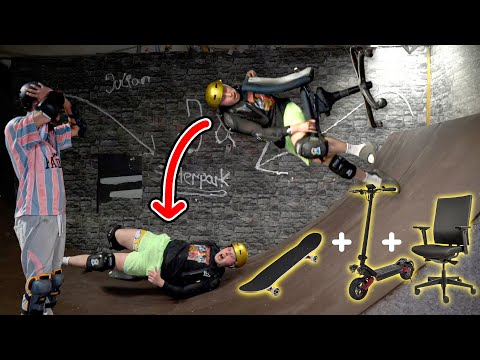 Jordan & Semih BAUEN HALF PIPE ins STUDIO mit WELTMEISTER (backflip)