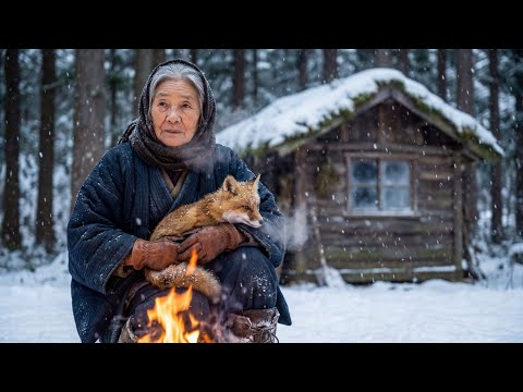 Solo Winter Survival ASMR ❄️ | Yakuza Old Woman & Fox Cub.#solocamping 