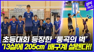 점프 없이 블로킹을?! 초등생 배구대회에 등장한 '205cm' 유망주!
