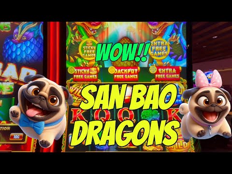 WOW EXCITING!! San Bao Dragons Slot Machine | Gambling Pugs