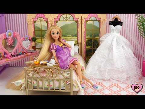 Princess Rapunzel Wedding Morning Routine - Barbie Pink Bedroom