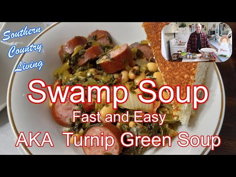 Swamp Soup -- AKA Turnip Green Soup -- Fast and Easy Crockpot Meal -- Cooking With Calvin