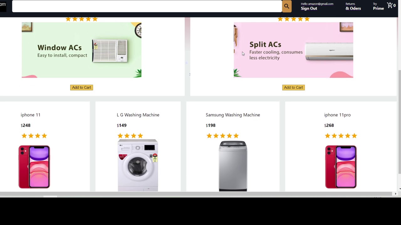 amazon clone in Javascript