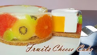 No-Bake / 과일 젤리 치즈 케이크 만들기 / How to make a fruit jelly cheesecake / Without Oven /노색소