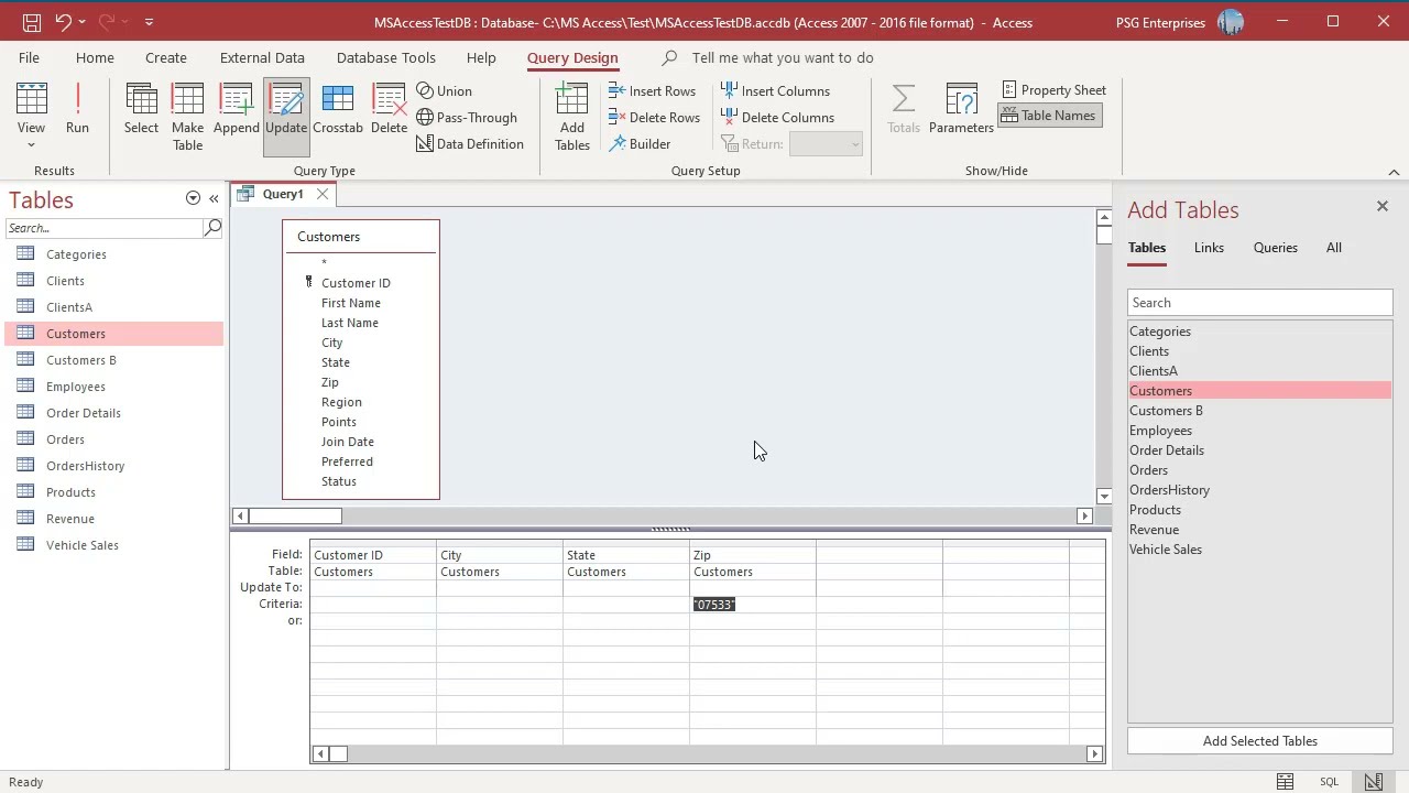 Why can't the Access query be updated? Why can't the Access query be