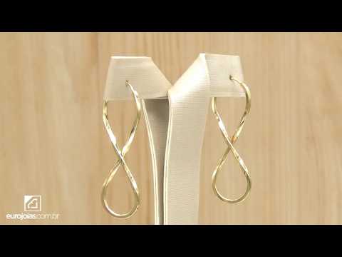 Par de Brincos Infinito, em Ouro Amarelo 18 Kilates