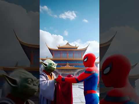 Epic battle of the heroes! Spider-Man and Yoda vs Joker and Harley! ⚔️🔥 #shorts #global #ai