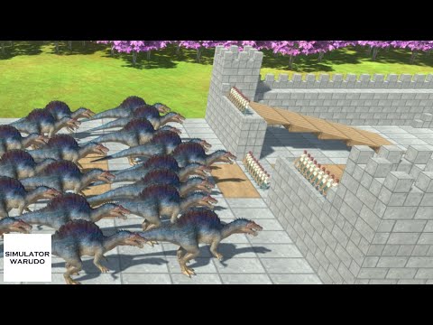 Brick Castle Defense: Crossbow vs Dinosaur Army Animal Revolt Battle Simulator