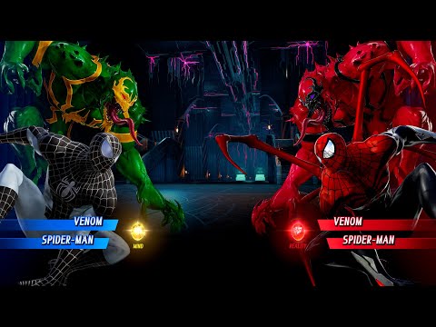 GREEN VENOM & DARK SPIDER MAN VS RED VENOM & RED SPIDER MAN - Marvel vs Capcom Infinite All Costumes