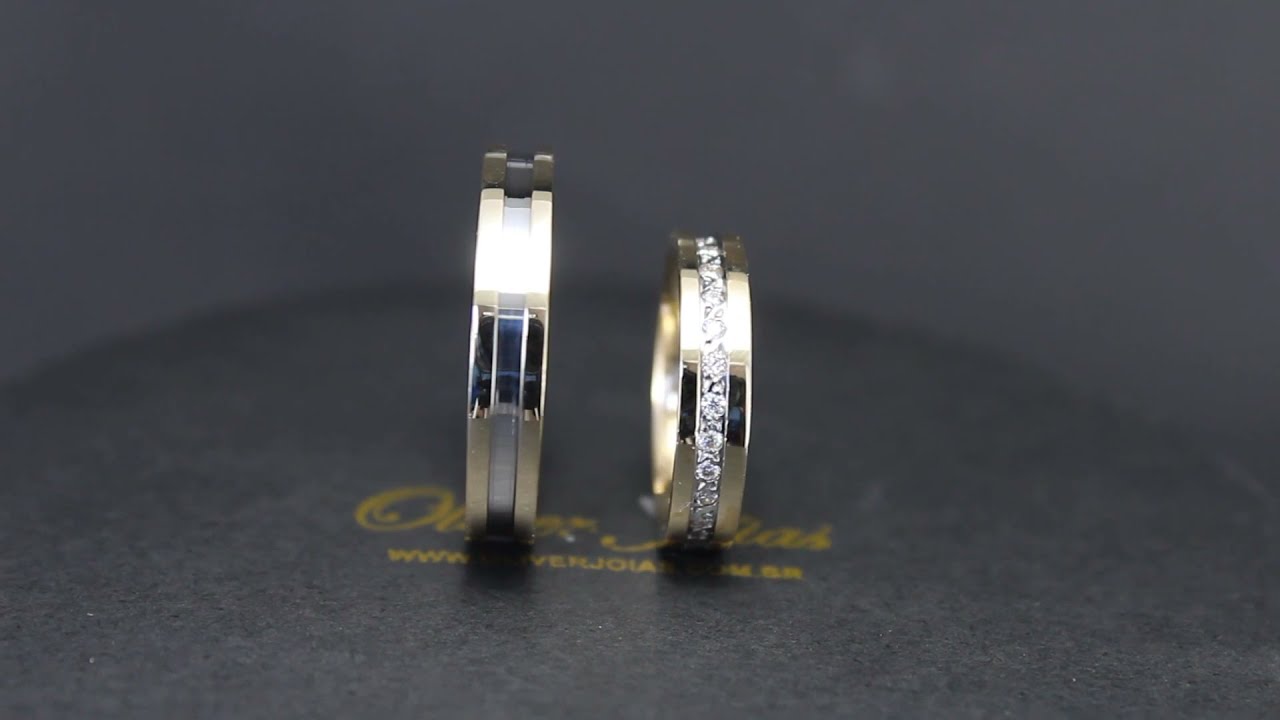 Aliança de Casamento e Noivado 18k Em Ouro Branco