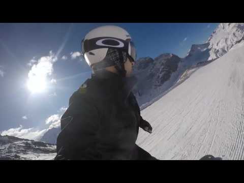 Snowboarding in beautiful St. Moritz, Swiss Alps