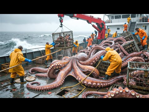 How Japanese Fishermen Hunt Giant Octopuses, Catching 200kg Octopuses with Long Ropes!