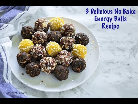3 Healthy Energy Balls Recipe | How to make no bake Energy Bites or Balls Recipe