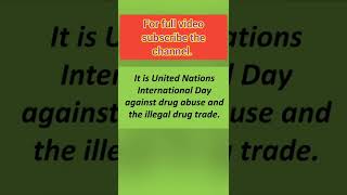 About International Day Against Drug Abuse and Illicit Trafficking#Short Video#Shorts