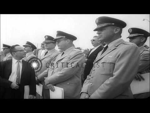 Pentagon officials witness a demonstration of water shoes that would enable soldi...HD Stock Footage