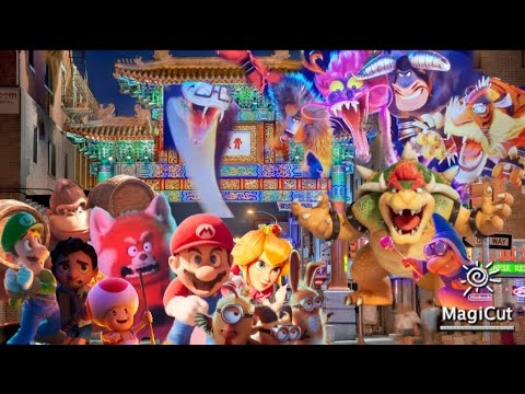 Luca, Mei, animal minions, and The Mario heros vs The Vicious 6, Bowser, and Kamek