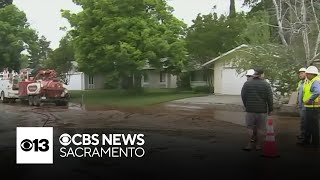 Water main break floods street in Orangevale neighborhood