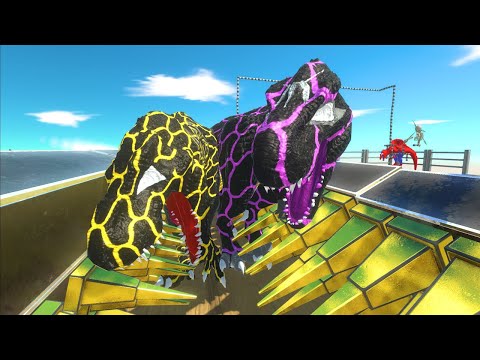 Gold Spider-man T-rex Dinosaur Rescue🚑Death Run Trap Climb-Animal Revolt Battle Simulator