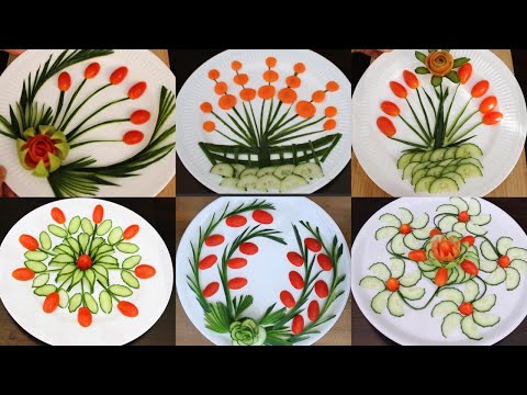 Top 6 Super Salad Decoration Ideas - Cucumber & Tomato Carving Garnish