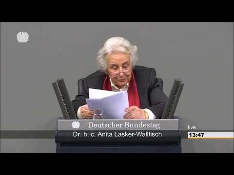 Anita Lasker-Wallfisch in der Gedenkstunde für die Opfer des Nationalsozialismus im Bundestag