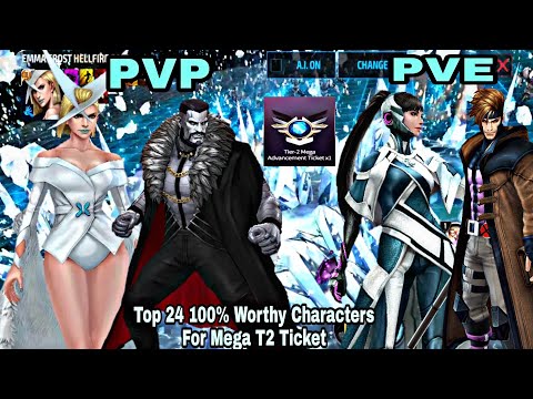 12 For PVE & 12 For PVP | Top 24 100% Worthy Characters For Mega T2 Ticket - Marvel Future Fight